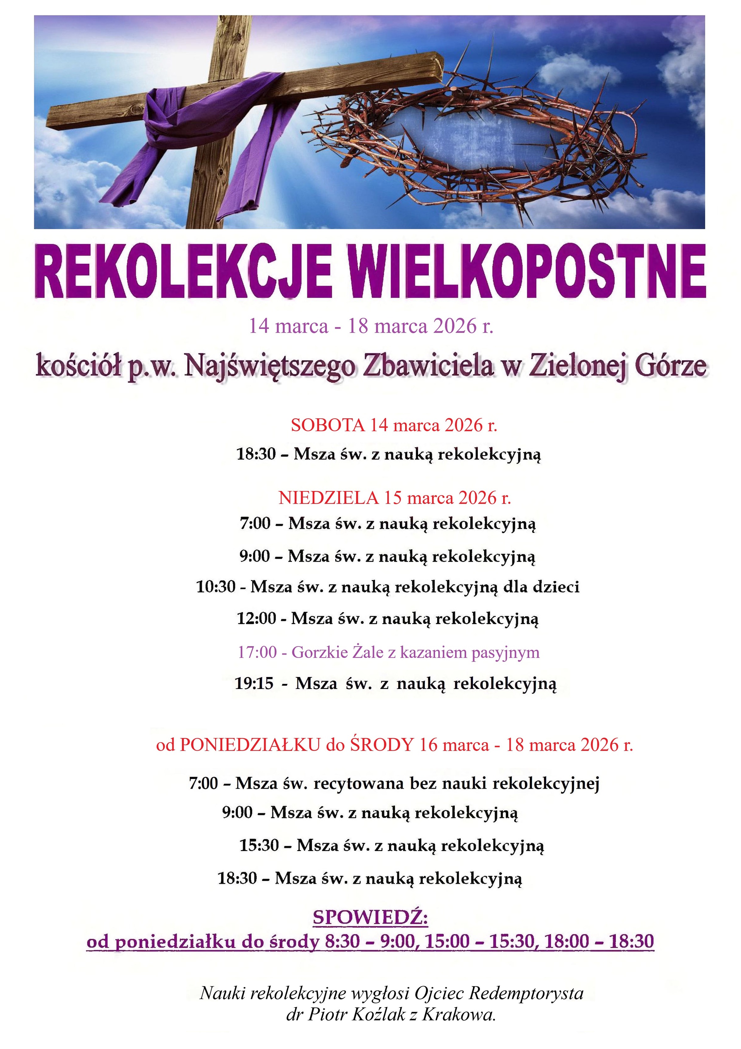 rekolekcje wielkopostne 2026 plakat 1